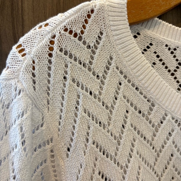 NWT Talbots Plus 3X Sweater Pointelle Round Neck White - Picture 4 of 9